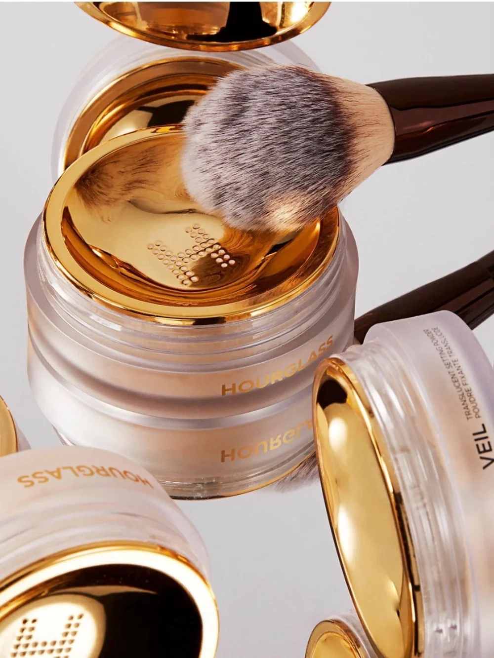 Hourglass Dual-Ended Powder Brush in Copper and White-Tip Bristles